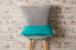 gray and blue cushion cover
