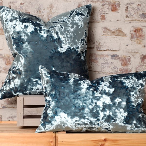 blue crush velvet pillow