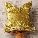 citrus yellow crushed velvet pillow
