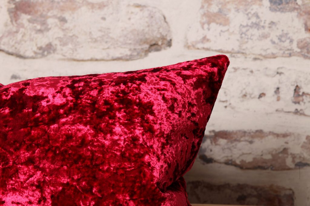 Crimson Crushed Velvet Statement Cushion Cover By Lucy Fry Design