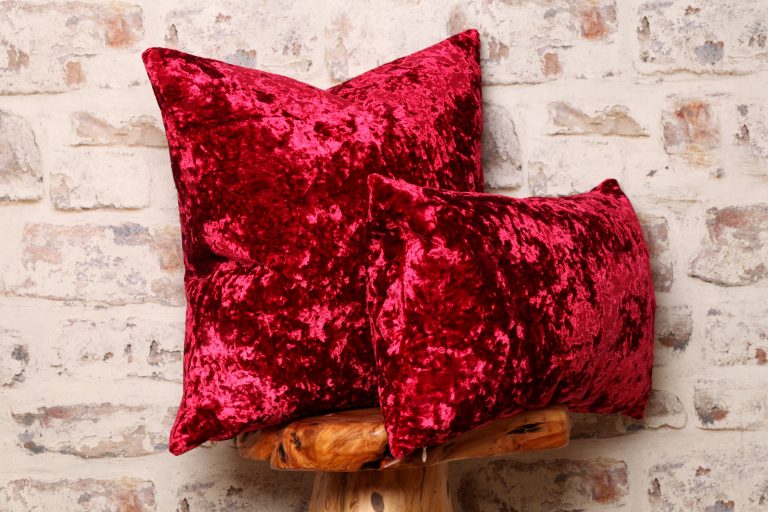 Crimson Crushed Velvet Statement Cushion Cover By Lucy Fry Design
