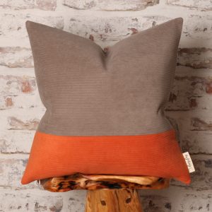 grey taupe and burnt orange pillow