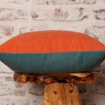 Burnt Orange and Teal Cushion Cover, Double Sided Pillow Cover, Colour Block, 20 x 20 Inch Cover