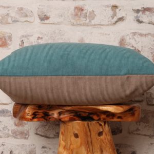 teal and grey taupe corduroy pillow