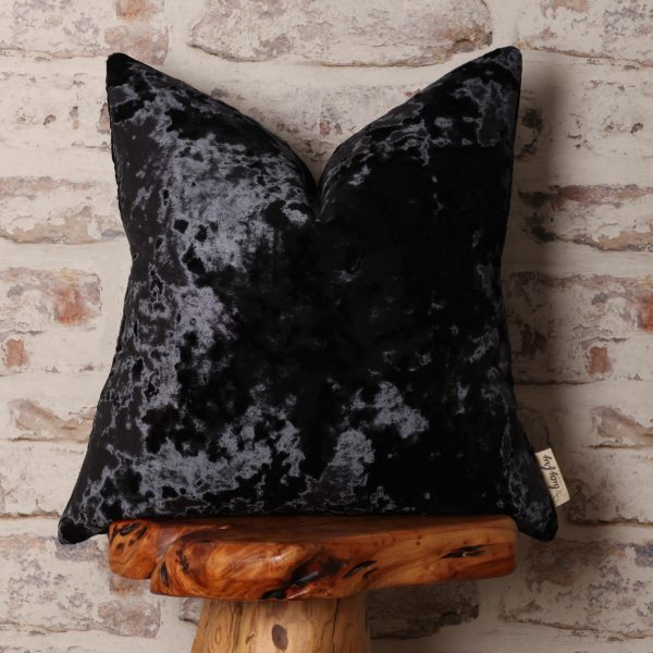 Charcoal Grey Crushed Velvet Cushion Cover By Lucy Fry Design