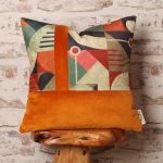 Geometric Bauhaus and Burnt Orange Cushion Covers, Mid century Modern, 17 x 17 Inch, 13 x 16 Inch
