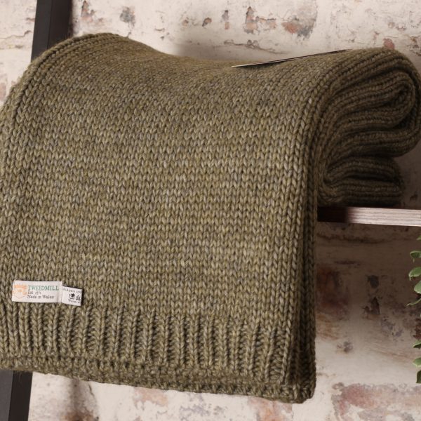 tweedmill textiles ltd olive green alpaca wool throw