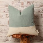 Sea Blue Green and Ecru Cream Corduroy Cushion Cover 20 x 20 Inch