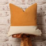 Mustard and Ecru Cream Corduroy Cushion Cover 20 x 20 Inch