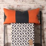Burnt Orange & Navy Soft Corduroy Cushion Cover, Long Rectangle, Lumba pillow, Colour Block Cushion, Cover Only, 12 x 20,  12 x 24 Inch