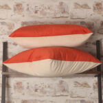 Flame & Vanilla Cream Cushion Cover, Mid Century Modern, Boho, Velvet Pillow Cover 12 x 20, 16 x 24, 20 x 20 Inch