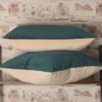 Teal & Vanilla Cream Cushion Cover, Mid Century Modern, Boho, Velvet Pillow Cover 12 x 20, 16 x 24, 20 x 20 Inch