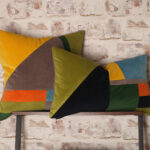 Bauhaus Inspired Vol 002 Greens, Blue's, Orange & Grey Cushion Covers, Mid Century Modern, Art Movement, Geometric Detail, Alvar Velvet