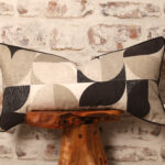 Monochrome Reno Geometric, Black, White & Grey with Black Piping, Mid Century Modern, Boho, Multi Colour, Bauhaus Style Cushion Covers 12 x 24 Inch