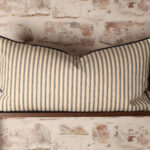 navy and natural french ticking cushion cover